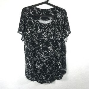 Alfani Plus Size Printed Tee Short Sleeve Black